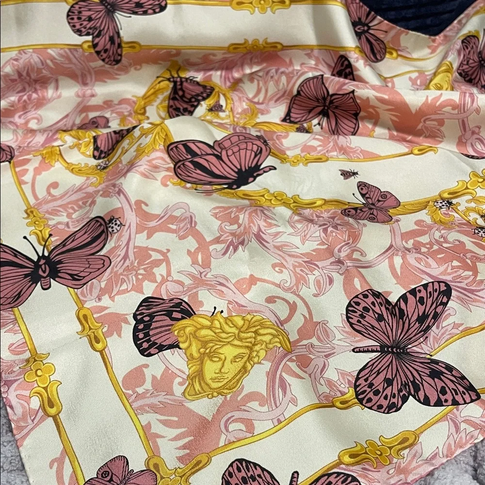 Versace Pink and Gold Butterfly Scarf